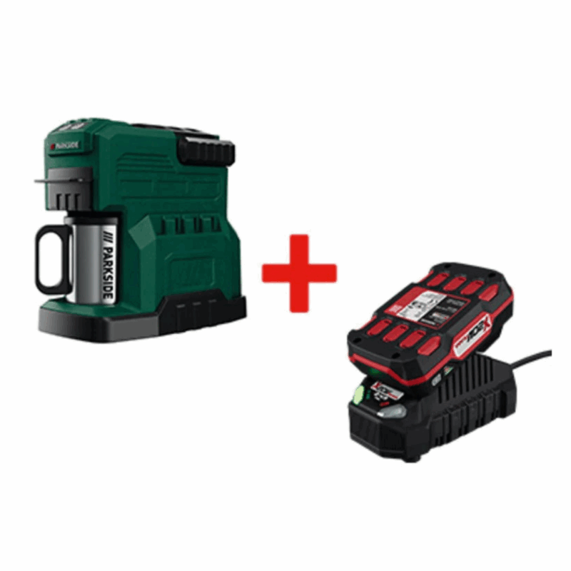 Kaffeemaschine + Akkuladegerät